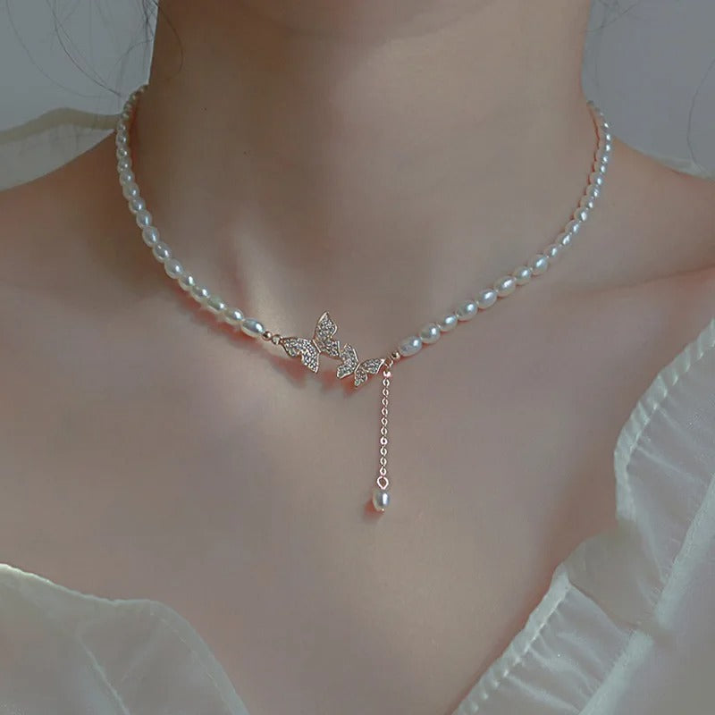 17124 1b-002 Collar de perlas diseño mariposa 1 Pza