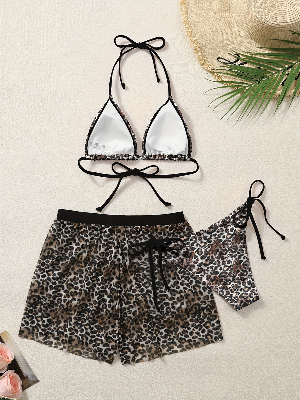 19560 1a-117 Conjunto de Bikini Animal Print 3 Pzas