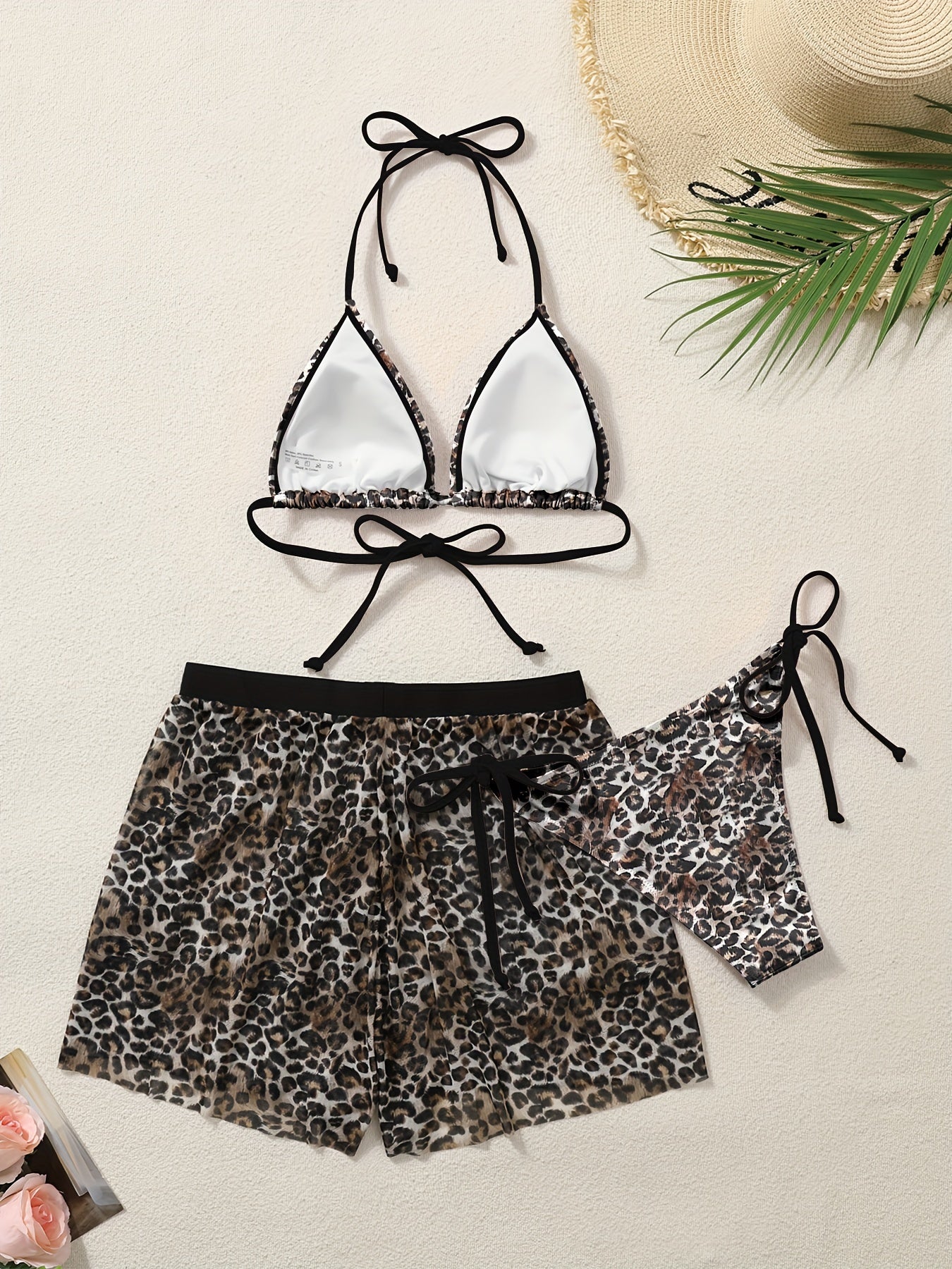 19560 1a-117 Conjunto de Bikini Animal Print 3 Pzas