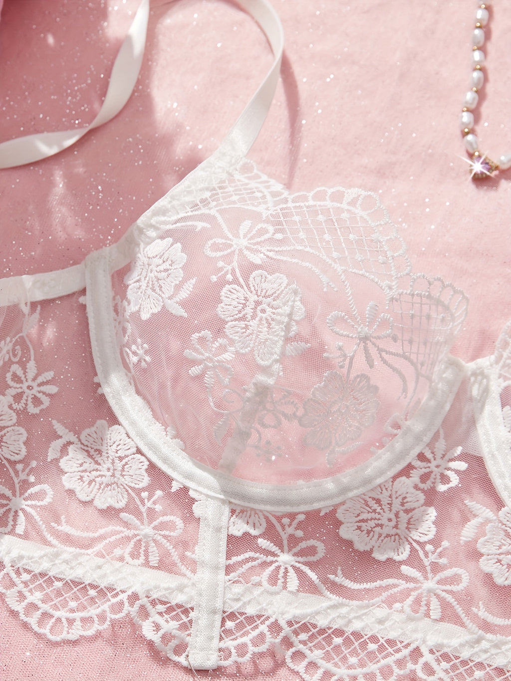 19627 ID-265 Lenceria Encaje Floreado 2 Pzas