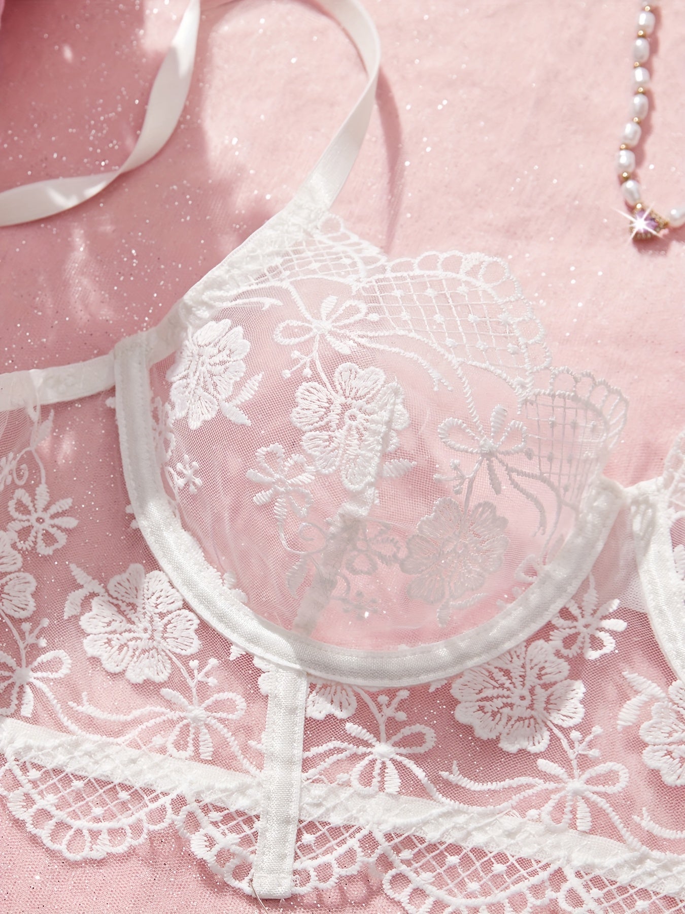 19627 ID-265 Lenceria Encaje Floreado 2 Pzas