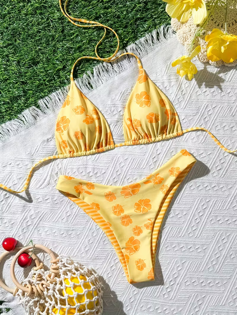 19854 1a-110 Conjunto de Bikini Bralette de Tela 2PZS