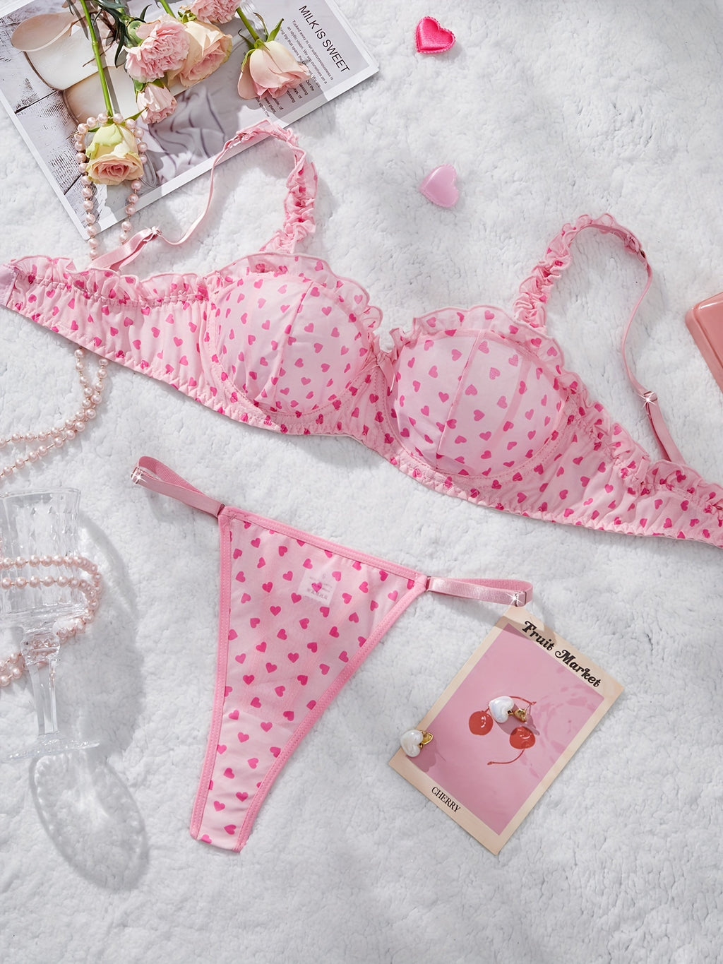 19630 ID-263 Lencería Encaje Corazón 2 Pzas