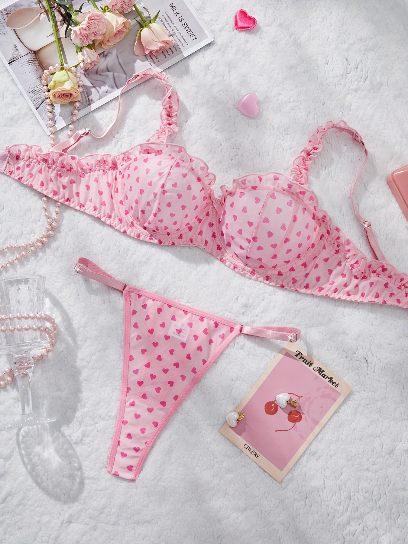 19630 ID-263 Lencería Encaje Corazón 2 Pzas