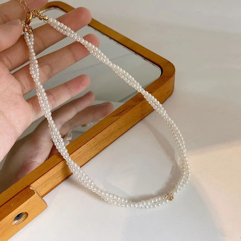 17238 1b-013 Collar de perlas doble capa 1 Pza
