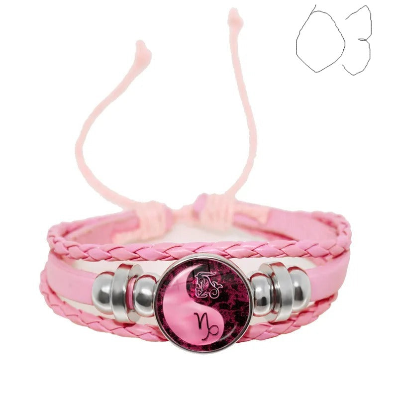 13766 1b-022 Pulsera de cuero rosa 1 Pza