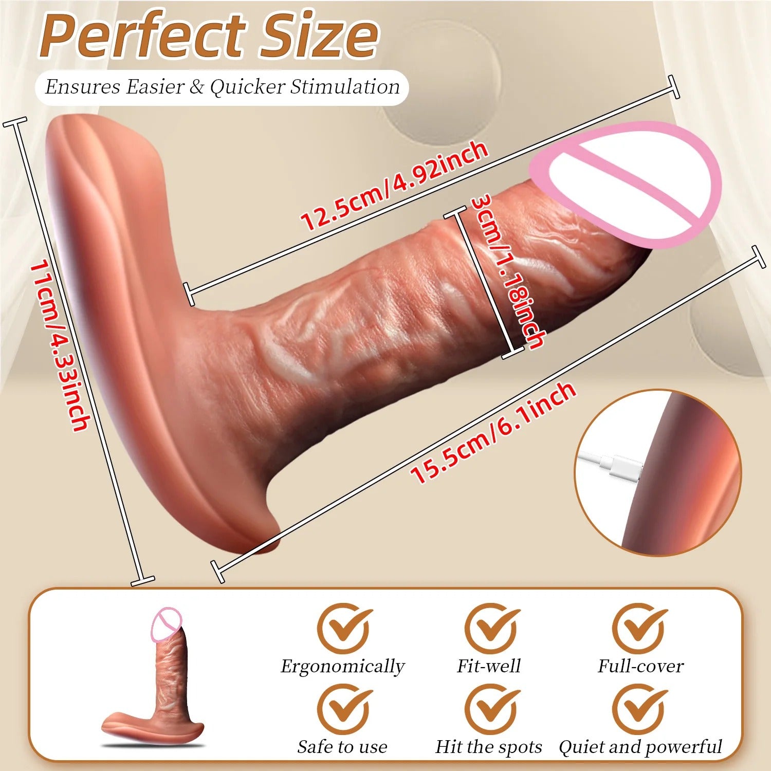 16500 1c-002 Consolador vibrador realista 1 Pza