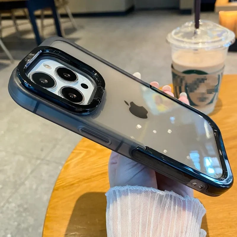 6506 2t-014 Funda de teléfono transparente con soporte para lente de cámara