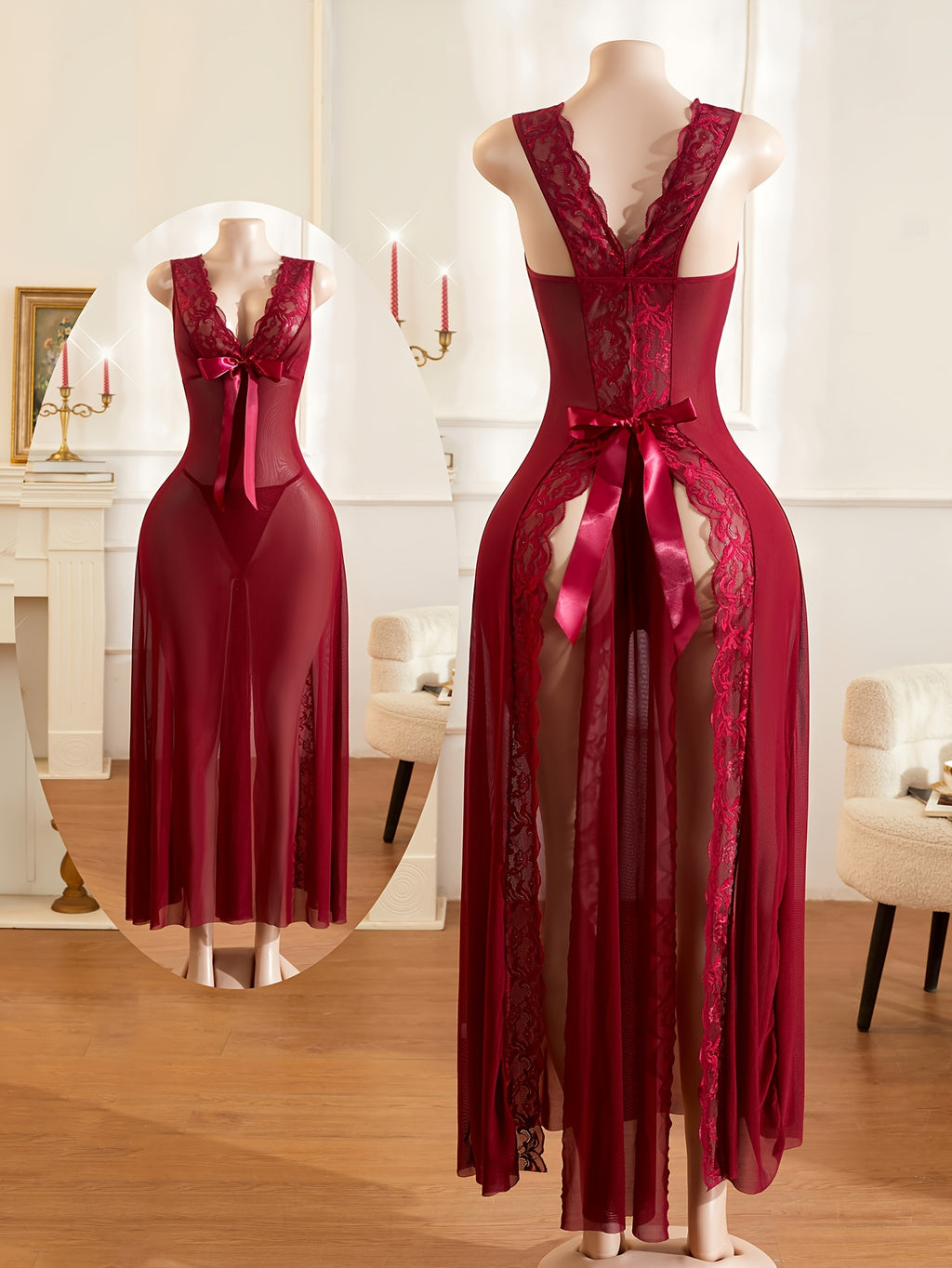 19345 1a-105 Conjunto de Pijama de Encaje 2 Pzas
