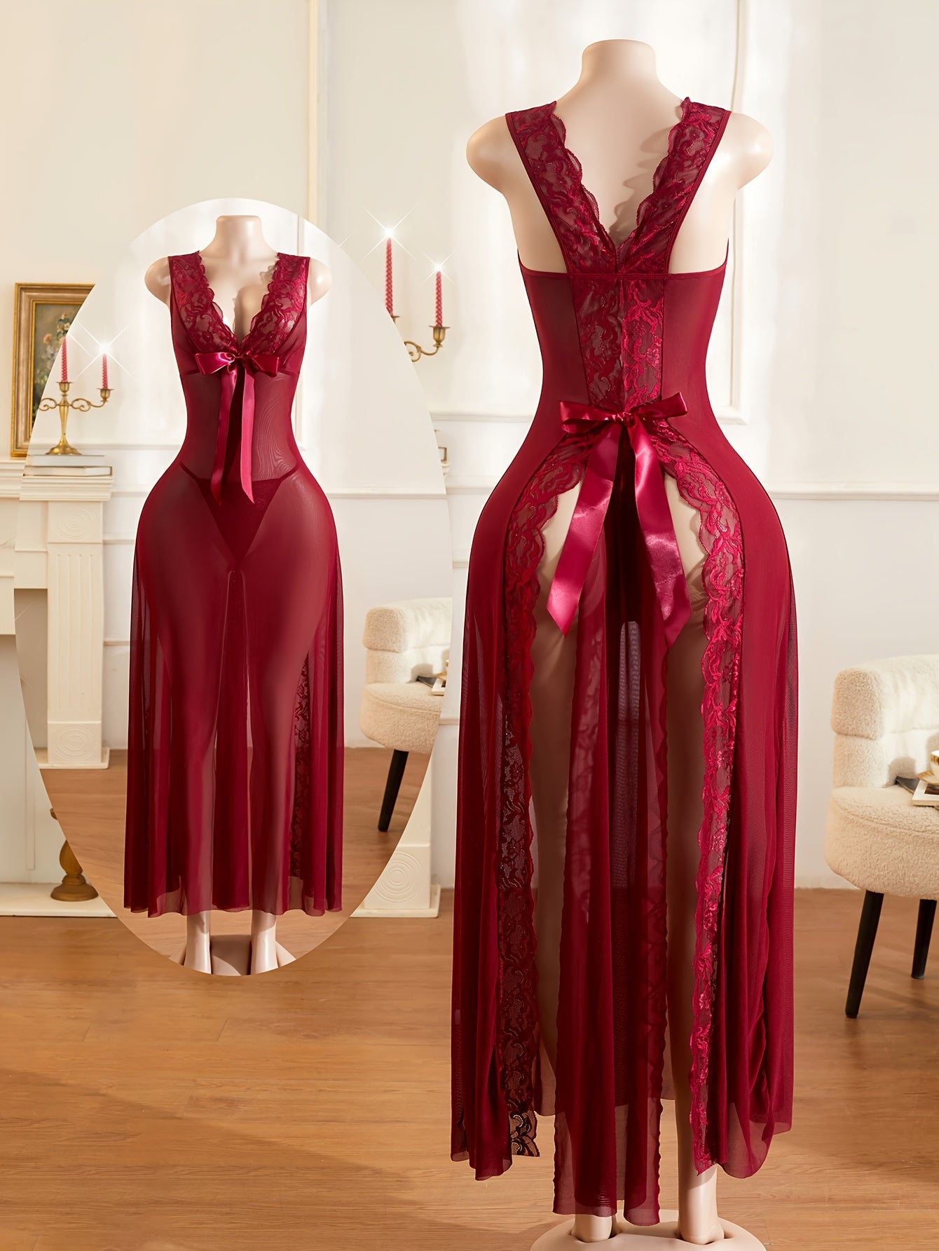 19345 1a-105 Conjunto de Pijama de Encaje 2 Pzas