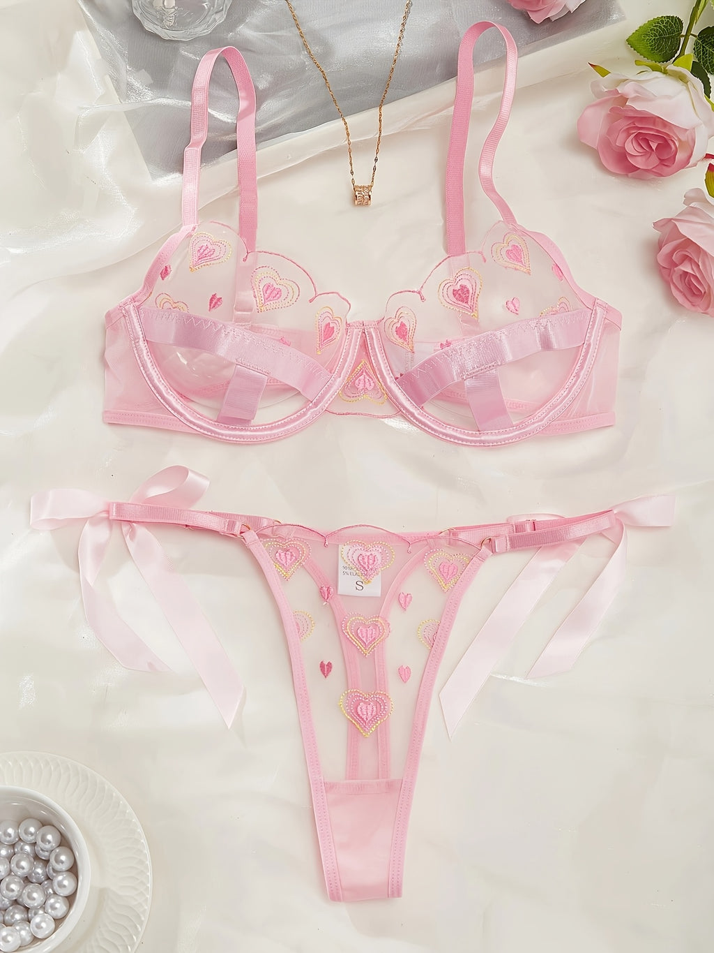 19724 ID-015 Lencería Transfronterizo con Bordado 2 Pzas