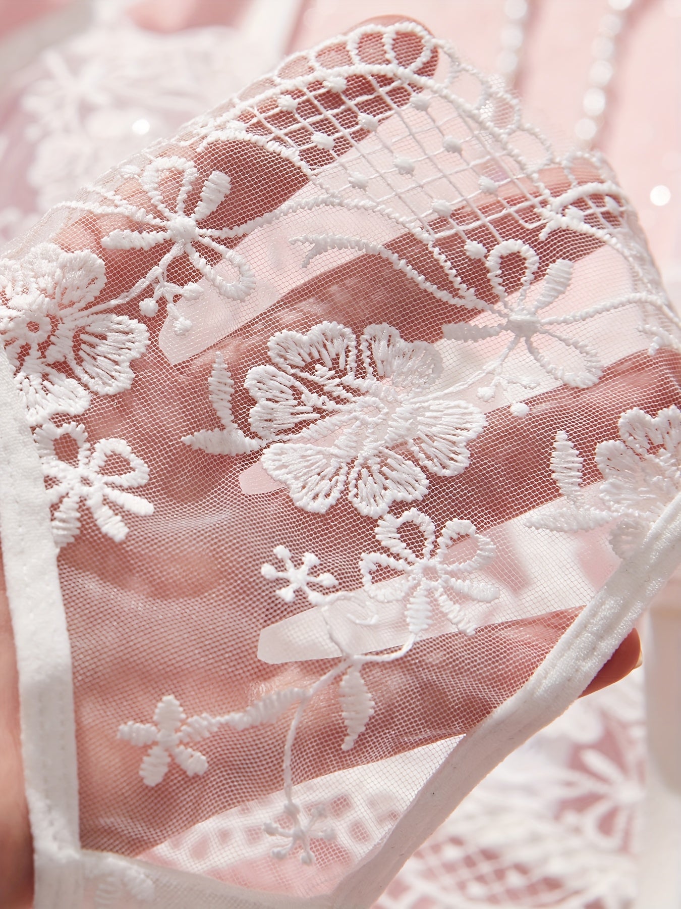 19627 ID-265 Lenceria Encaje Floreado 2 Pzas