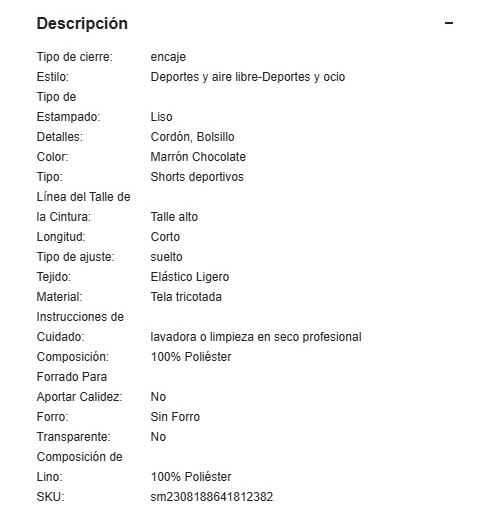 19366 1t-012 Short corto de caída de entrepierna 1 Pza