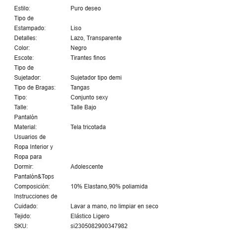 19291 ID-263 Set de lencería ribete fruncido de malla 2 Pzas