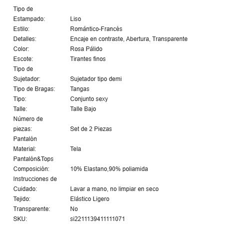 19288 ID-263 Set de lencería 2 Pzas