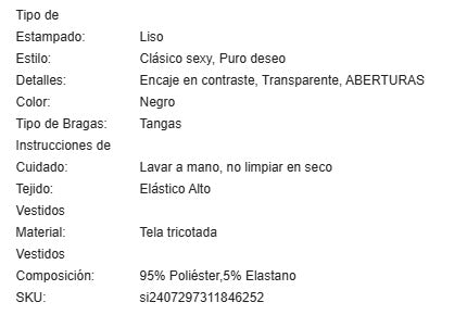 19401 1a-069 Conjunto de lencería semitransparente 2 Pzas