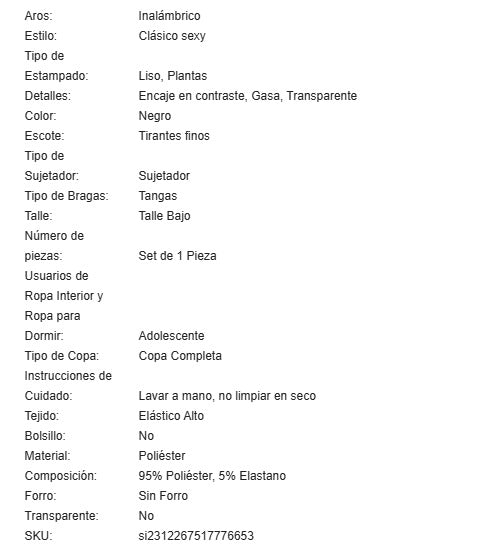 19400 ID-263 Bodyduit de encaje sexy 1 Pza