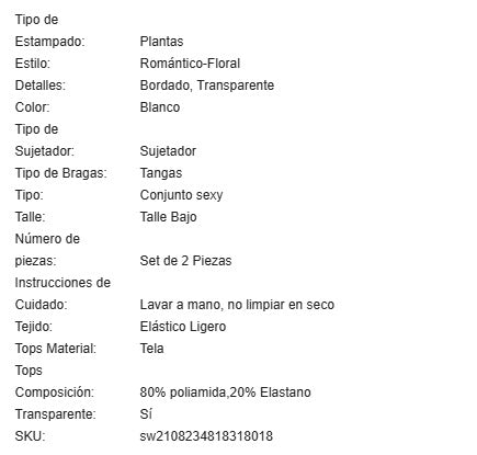 19406 ID-263 Set de lencería con bordado de mariposa 2 Pzas