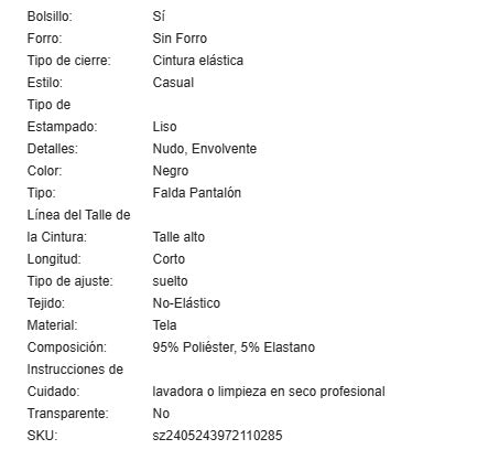 19415 1a-105 Falda-short casual 1 Pza
