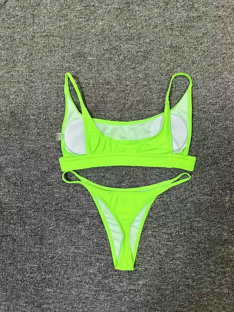 19920 1a-082 Nuevo Bikini Thong de Camisole con Color Sólido 2PZS